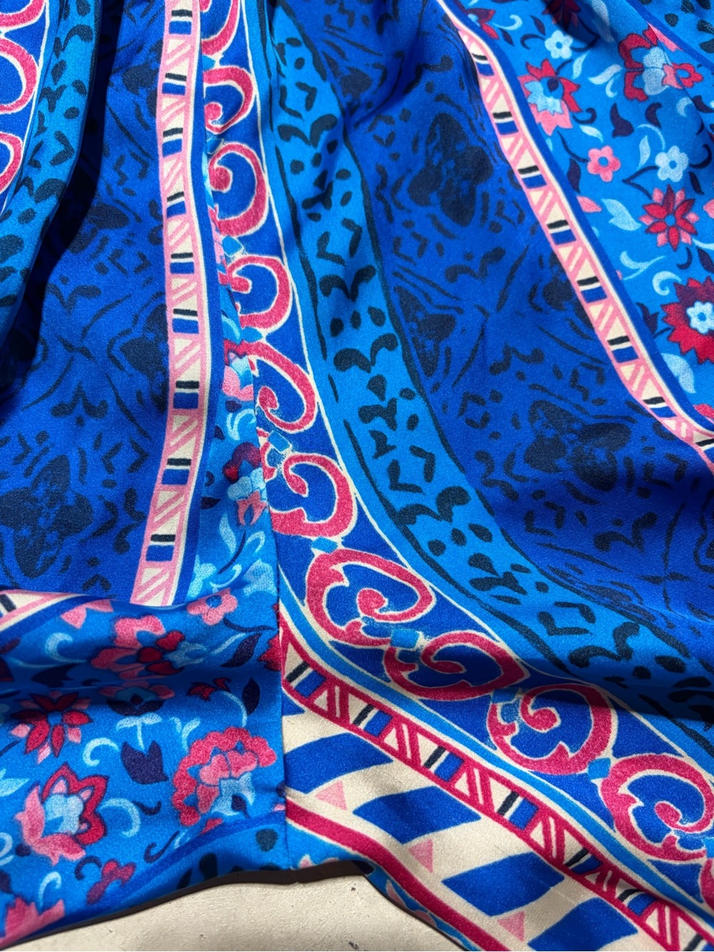 Zara Blue Multi-Pattern Wide-Leg Pants - Picture 13 of 14